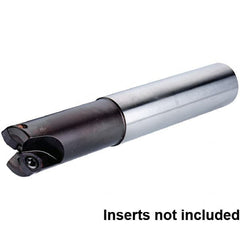 Kennametal - 25mm Cut Diam, 25mm Shank Diam, Cylindrical Shank Indexable High-Feed End Mill - Screw Holding Method, Through Coolant - Benchmark Tooling