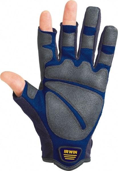 Irwin - Size XL Neoprene Padding General Protection Work Gloves - For Work & Driver, Uncoated, Hook & Loop Cuff, (3) 3/4 Fingered/(2) Full Fingered, Black/Blue/Gray, Paired - Benchmark Tooling