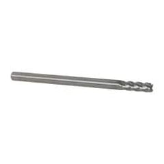 Accupro - 1/4", 3/4" LOC, 1/4" Shank Diam, 4" OAL, 4 Flute, Solid Carbide Square End Mill - Single End, Uncoated, Spiral Flute, 40° Helix, Centercutting, Right Hand Cut, Right Hand Flute - Benchmark Tooling