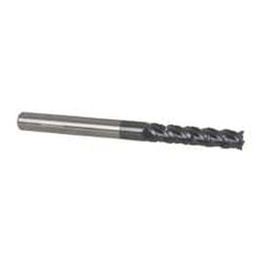 Accupro - 1/4" Diam, 1-1/8" LOC, 4 Flute Solid Carbide Roughing & Finishing Square End Mill - AlTiN Finish, 3" OAL, 1/4" Shank Diam, Straight Shank, 40° Helix, Centercutting - Benchmark Tooling