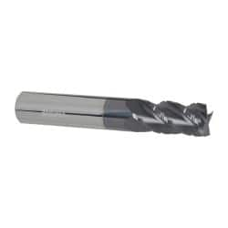 Accupro - 1/2" Diam, 1" LOC, 4 Flute Solid Carbide Roughing & Finishing Square End Mill - AlTiN Finish, 3" OAL, 1/2" Shank Diam, Straight Shank, 40° Helix, Centercutting - Benchmark Tooling