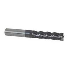 Accupro - 1/2" Diam, 2" LOC, 4 Flute Solid Carbide Roughing & Finishing Square End Mill - AlTiN Finish, 4" OAL, 1/2" Shank Diam, Straight Shank, 40° Helix, Centercutting - Benchmark Tooling