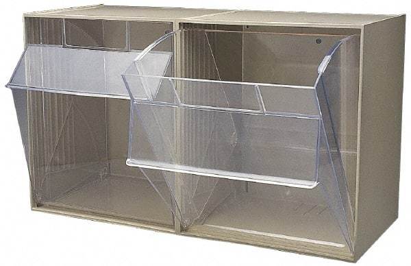 Quantum Storage - 23-5/8" Wide x 13-7/8" High x 11-7/8" Deep, Small Parts Tip Out Stacking Bin Organizer - Polystyrene Frame, 2 Compartments, 11-1/16" Wide x 13-5/8" High x 8-7/8" Deep Bin - Benchmark Tooling