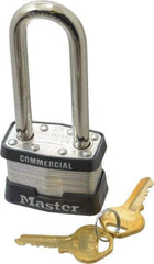 Master Lock - 2-1/2" Shackle Clearance, Keyed Alike Maximum Security Padlock - 5/16" Shackle Diam, Laminated Steel - Benchmark Tooling