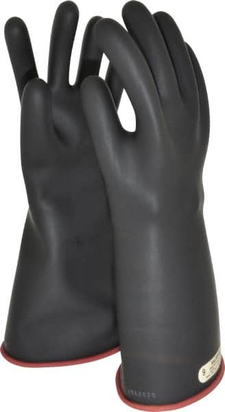 Salisbury by Honeywell - Class 1, Size L (9), 14" Long, Rubber Lineman's Glove - 7,500 AC Max Use Voltage, 10,000 AC Test Voltage, Black/Red, ASTM D120, IEC EN60903 - Benchmark Tooling