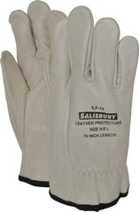 Salisbury by Honeywell - Size L (9), 10" Long, Cowhide Leather Protector - Not for Electrical Protection (ASTM F696-02), Wear Over Rubber Insulating Gloves, ASTM F496 - Benchmark Tooling
