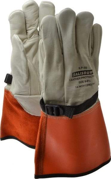Salisbury by Honeywell - Size L (9), 14" Long, Cowhide Leather Protector - Not for Electrical Protection (ASTM F696-02), Wear Over Rubber Insulating Gloves, ASTM F496 - Benchmark Tooling