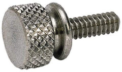 Electro Hardware - #8-32 Knurled Shoulder Grade 2 Steel Thumb Screw - 5/8" OAL, 7/16" Head Diam x 3/16" Head Height, Zinc-Plated Finish - Benchmark Tooling