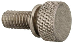 Electro Hardware - 1/4-20 Knurled Shoulder Grade 303 Stainless Steel Thumb Screw - 7/8" OAL, 1/2" Head Diam x 1/4" Head Height, Uncoated - Benchmark Tooling