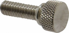 Electro Hardware - 1/4-20 Knurled Shoulder Grade 303 Stainless Steel Thumb Screw - 1-1/8" OAL, 1/2" Head Diam x 1/4" Head Height, Uncoated - Benchmark Tooling