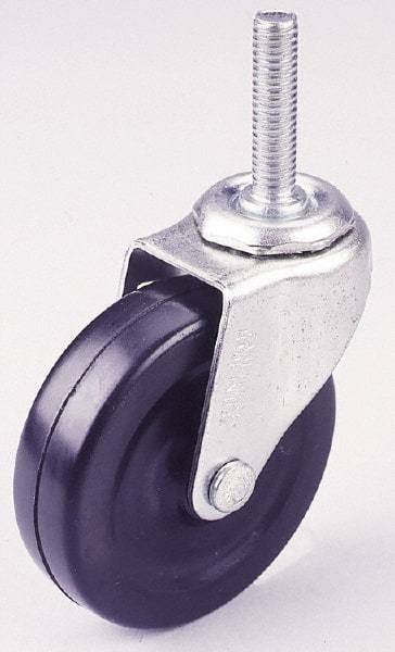 Albion - 5" Diam x 15/16" Wide x 5-5/8" OAH Stem Mount Swivel Caster - TPR, 125 Lb Capacity, Plain Bearing, 1/2-13 x 1-1/2" Threaded Stem - Benchmark Tooling