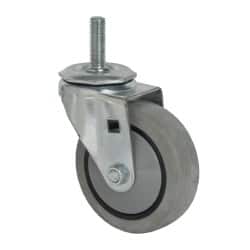 Albion - 4" Diam x 1-1/4" Wide x 5-13/32" OAH Stem Mount Swivel Caster - TPR, 200 Lb Capacity, Ball Bearing, 1/2-13 x 1-1/2" Threaded Stem - Benchmark Tooling