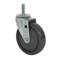 Albion - 5" Diam x 1-1/4" Wide x 6" OAH Stem Mount Swivel Caster - Polyurethane, 275 Lb Capacity, Ball Bearing, 1/2-13 x 1-1/2" Threaded Stem - Benchmark Tooling