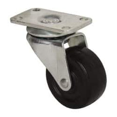 Albion - 1-5/8" Diam x 47/64" Wide x 2-9/32" OAH Top Plate Mount Swivel Caster - Soft Rubber, 70 Lb Capacity, Plain Bearing, 1-3/16 x 2" Plate - Benchmark Tooling