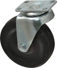 Albion - 3" Diam x 13/16" Wide x 3-19/32" OAH Top Plate Mount Swivel Caster - Soft Rubber, 90 Lb Capacity, Plain Bearing, 1-1/8 x 2-1/8" Plate - Benchmark Tooling