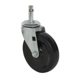Albion - 4" Diam x 15/16" Wide x 4-5/8" OAH Stem Mount Swivel Caster - Soft Rubber, 115 Lb Capacity, Self-Lubricating Bearing, 7/16 x 1-17/32" Friction Stem - Benchmark Tooling