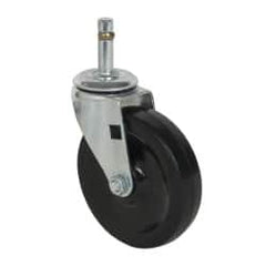 Albion - 4" Diam x 15/16" Wide x 4-5/8" OAH Stem Mount Swivel Caster - Soft Rubber, 115 Lb Capacity, Self-Lubricating Bearing, 7/16 x 1-17/32" Friction Stem - Benchmark Tooling