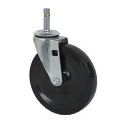 Albion - 5" Diam x 15/16" Wide x 5-5/8" OAH Stem Mount Swivel Caster - Soft Rubber, 125 Lb Capacity, Self-Lubricating Bearing, 7/16 x 1-17/32" Friction Stem - Benchmark Tooling