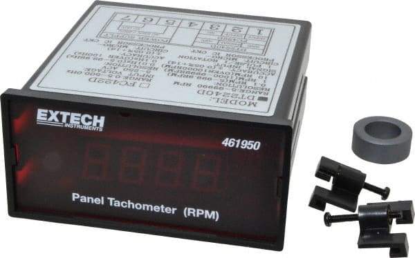 Extech - Accurate up to 0.05%, 0.1 and 0.1 (5 to 1,000) and 1 (1,000 to 9,999) and 10 (10,000 to 99,990) RPM Resolution, Noncontact Tachometer - 4.8819 Inch Long x 2 Inch Wide x 1.2992 Inch Meter Thick, 5 to 99,990 RPM Measurement - Benchmark Tooling