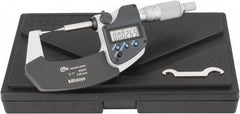 Mitutoyo - 1 Inch, 32mm Throat Depth, Ratchet Stop, Electronic Point Micrometer - Accurate Up to 0.0001 Inch, 0.3937 Inch Point Length, 15° Point Angle, 18mm Head Diameter - Benchmark Tooling