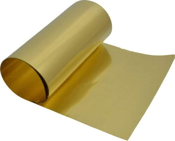 Made in USA - 100 Inch Long x 6 Inch Wide x 0.0015 Inch Thick, Roll Shim Stock - Brass - Benchmark Tooling