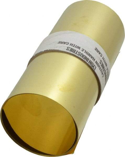 Made in USA - 100 Inch Long x 6 Inch Wide x 0.003 Inch Thick, Roll Shim Stock - Brass - Benchmark Tooling