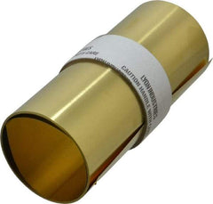 Made in USA - 100 Inch Long x 6 Inch Wide x 0.005 Inch Thick, Roll Shim Stock - Brass - Benchmark Tooling