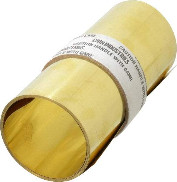 Made in USA - 100 Inch Long x 6 Inch Wide x 0.007 Inch Thick, Roll Shim Stock - Brass - Benchmark Tooling