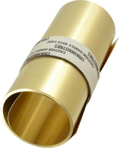 Made in USA - 100 Inch Long x 6 Inch Wide x 0.008 Inch Thick, Roll Shim Stock - Brass - Benchmark Tooling