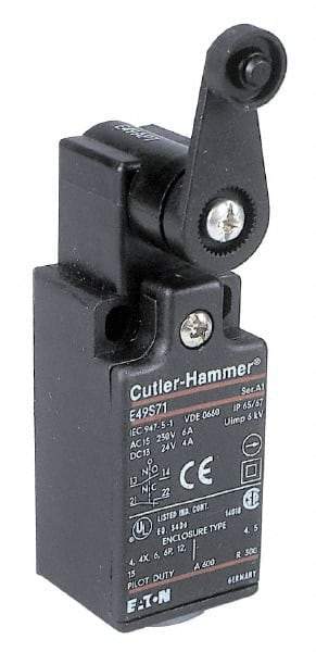 Eaton Cutler-Hammer - SPDT, NC/NO, 500 Volt, Screw Terminal, Roller Lever Actuator, General Purpose Limit Switch - 4, 13, 4X, 6P NEMA Rating, IP65 IPR Rating, Screw Mount - Benchmark Tooling