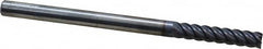 Accupro - 1/4", 1-1/4" LOC, 1/4" Shank Diam, 4" OAL, 5 Flute, Solid Carbide Square End Mill - Single End, AlTiN Finish, Spiral Flute, 45° Helix, Centercutting, Right Hand Cut, Right Hand Flute - Benchmark Tooling
