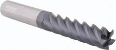 Accupro - 1/2", 2" LOC, 1/2" Shank Diam, 4" OAL, 5 Flute, Solid Carbide Square End Mill - Single End, AlTiN Finish, Spiral Flute, 45° Helix, Centercutting, Right Hand Cut, Right Hand Flute - Benchmark Tooling