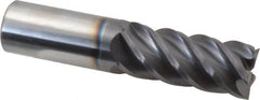 Accupro - 7/8", 2" LOC, 7/8" Shank Diam, 4" OAL, 5 Flute, Solid Carbide Square End Mill - Single End, AlTiN Finish, Spiral Flute, 45° Helix, Centercutting, Right Hand Cut, Right Hand Flute - Benchmark Tooling