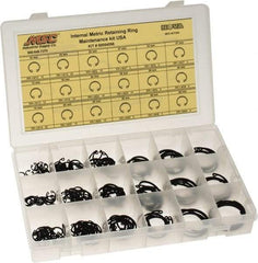 Made in USA - 174 Piece, M10 to M40, Steel, Snap Internal Retaining Ring Assortment - Includes Compartmented Case, Specification Labels - Benchmark Tooling