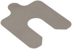 Made in USA - 20 Piece, 2 Inch Long x 2 Inch Wide x 0.005 Inch Thick, Slotted Shim Stock - Stainless Steel, 5/8 Inch Wide Slot - Benchmark Tooling