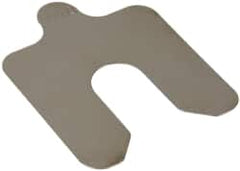 Made in USA - 20 Piece, 2 Inch Long x 2 Inch Wide x 0.01 Inch Thick, Slotted Shim Stock - Stainless Steel, 5/8 Inch Wide Slot - Benchmark Tooling