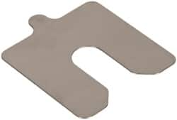 Made in USA - 10 Piece, 3 Inch Long x 3 Inch Wide x 0.02 Inch Thick, Slotted Shim Stock - Stainless Steel, 3/4 Inch Wide Slot - Benchmark Tooling