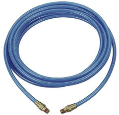 Coilhose Pneumatics - 3/8" ID, 3/8 Thread, 100' Long, Transparent Blue Polyurethane Coiled & Self Storing Hose - 200 Max psi, Male Rigid x Male Rigid - Benchmark Tooling