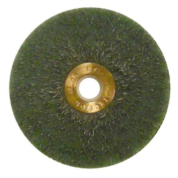 Anderson - 3" OD, 1/2" Arbor Hole, Crimped Steel Wheel Brush - 1/4" Face Width, 1" Trim Length, 0.014" Filament Diam, 20,000 RPM - Benchmark Tooling