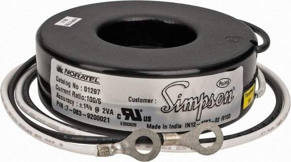 Simpson Electric - 2 VA Burden, 100 Amp AC Input, 5 Amp AC Output, 50 to 400 Hz, Panel Meter Donut Current Transformer - Screw Terminal, For Use with AC Ammeter - Benchmark Tooling