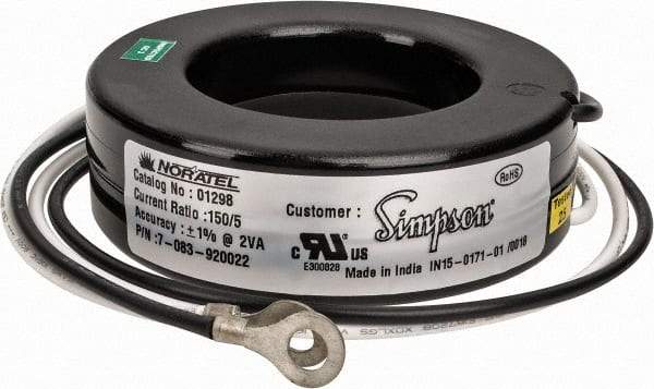 Simpson Electric - 2 VA Burden, 150 Amp AC Input, 5 Amp AC Output, 50 to 400 Hz, Panel Meter Donut Current Transformer - Screw Terminal, For Use with AC Ammeter - Benchmark Tooling