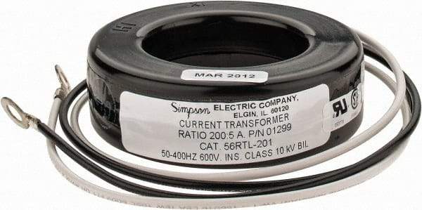 Simpson Electric - 2 VA Burden, 200 Amp AC Input, 5 Amp AC Output, 50 to 400 Hz, Panel Meter Donut Current Transformer - Screw Terminal, For Use with AC Ammeter - Benchmark Tooling