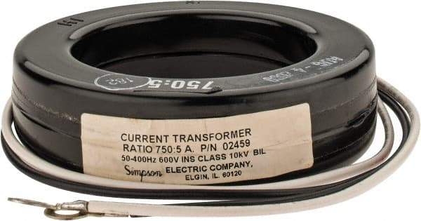 Simpson Electric - 2 VA Burden, 750 Amp AC Input, 5 Amp AC Output, 50 to 400 Hz, Panel Meter Donut Current Transformer - Screw Terminal, For Use with AC Ammeter - Benchmark Tooling