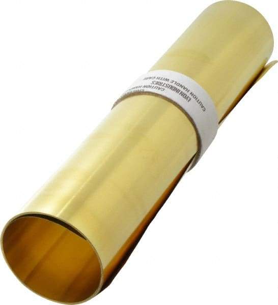 Made in USA - 10 Ft. Long x 12 Inch Wide x 0.003 Inch Thick, Roll Shim Stock - Brass - Benchmark Tooling