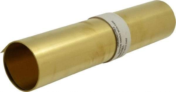 Made in USA - 10 Ft. Long x 12 Inch Wide x 0.005 Inch Thick, Roll Shim Stock - Brass - Benchmark Tooling