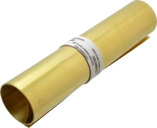 Made in USA - 10 Ft. Long x 12 Inch Wide x 0.006 Inch Thick, Roll Shim Stock - Brass - Benchmark Tooling