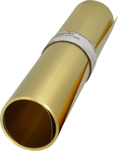 Made in USA - 10 Ft. Long x 12 Inch Wide x 0.008 Inch Thick, Roll Shim Stock - Brass - Benchmark Tooling