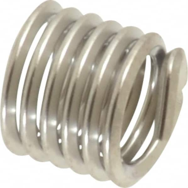 Heli-Coil - #12-24 UNC, 0.324" OAL, Free Running Helical Insert - 6 Free Coils, Tanged, 304 Stainless Steel, Bright Finish, 1-1/2D Insert Length - Benchmark Tooling