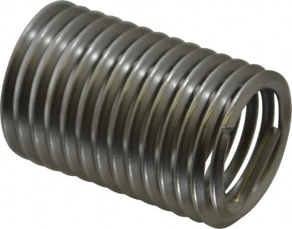 Heli-Coil - 7/8-9 UNC, 1-3/4" OAL, Free Running Helical Insert - 13-3/4 Free Coils, Tanged, 304 Stainless Steel, Bright Finish, 2D Insert Length - Exact Industrial Supply