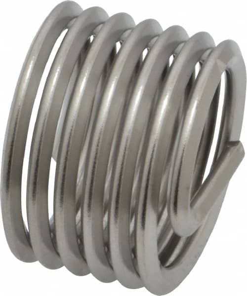 Heli-Coil - 1-8 UNC, 1" OAL, Free Running Helical Insert - 6-3/8 Free Coils, Tanged, 304 Stainless Steel, Bright Finish, 1D Insert Length - Benchmark Tooling